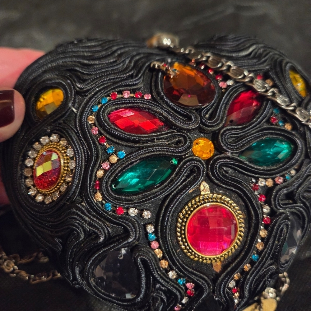 Mary Frances Black and Multi Color Heart Shaped Clutch - Picture 3 of 6